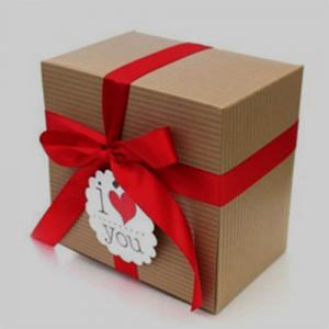 Texture Brown Hexagon Box with Ribbon