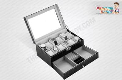 Black Hinged Watch Box with Metal Lock The Printing Daddy