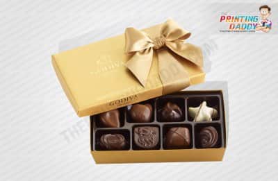 Luxury Gold Chocolate Lid-Off Box with Ribbon The Printing Daddy