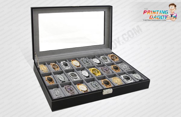 Black Hinged Watch Box with Metal Lock The Printing Daddy
