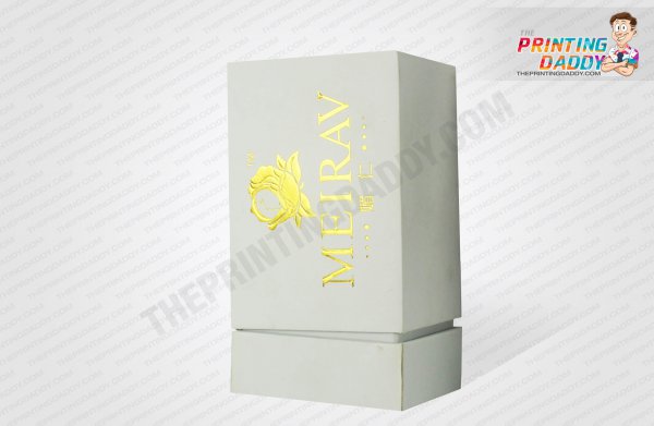 Custom Gold Perfume 2-Piece Box with Plastic Cover